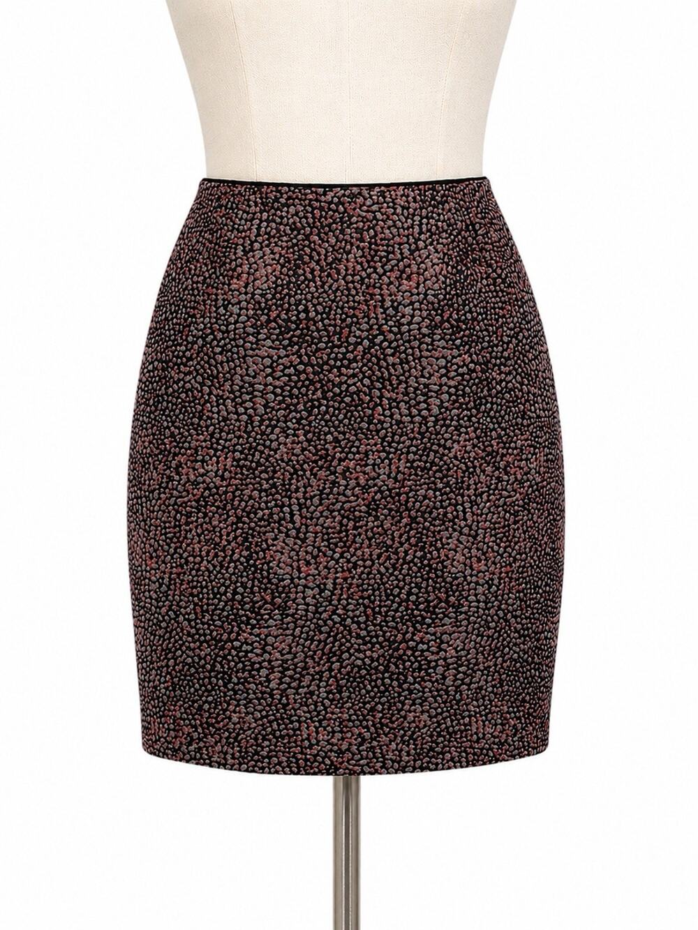 Lafayette 148 New York Metallic Jacquard Pencil Skirt 8 NWT MSRP $348 Red Black